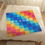 Personalized Pastel Rainbow Warm Fleece Throw Blanket with Name Daily Use Birthday Anniversary Baby Shower Gift for Newborn Mother Grandmother