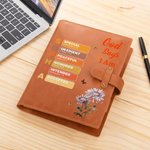 Personalizado Dios dice que soy el nacimiento de la flor de la mariposa de cuero PU A5 cubierta del cuaderno con el nombre de uso diario de viaje de cumpleaños de regalo para las mujeres cristianas