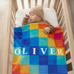 Personalized Pastel Rainbow Warm Fleece Throw Blanket with Name Daily Use Birthday Anniversary Baby Shower Gift for Newborn Mother Grandmother