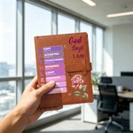 Personalizado Dios dice que soy el nacimiento de la flor de la mariposa de cuero PU A5 cubierta del cuaderno con el nombre de uso diario de viaje de cumpleaños de regalo para las mujeres cristianas