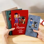 Cahier de notes en cuir PU avec année et texte Cadeau d'anniversaire de fin d'études pour les jeunes diplômés