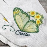 Personalized Birth Flower Butterfly Gardening Gloves with Name and Dotted Adhesive Gardening Protection Birthday Gift for Gardening Enthusiasts