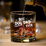 Personalised Best Dog Dad Ever Dog Paw Print 10 oz Rock Whiskey Glass with Names Daily Use Father's Day Gift for Father Pet Owner