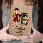 Cahier de notes en cuir PU avec année et texte Cadeau d'anniversaire de fin d'études pour les jeunes diplômés
