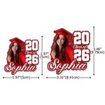 Personalisierte bunte Pailletten Absolvent Fotoaufkleber mit Namen und Jahr Graduierung Geschenk für Absolventen