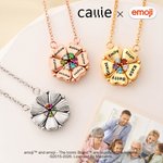 Personnalisé pierre de naissance emoji Scène Collier magnétique avec noms Bijoux délicat Fête des mères Anniversaire Cadeau pour maman Grand-mère | Callie × emoji ™.