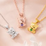 Personalized Highland Cow Love Birthstone Necklace Earrings Dainty Jewelry Daily Wear Birthday Gift for Women Highland Cow Lovers
