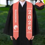 Fajín de Graduación Personalizado Multicolor Clase de 2026 Silueta con Nombre y Año de Graduación Recuerdo de Graduación Regalo de Celebración para Graduados Compañeros de Clase