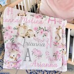 Couverture douce et personnalisée avec initiales et nom de la girafe Décoration de la chambre d'enfant Cadeau d'anniversaire pour les enfants Nouveau-né