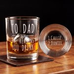 Verre à whisky 10 oz personnalisé avec 1-5 noms Fête des pères Cadeau d'anniversaire pour papa Grand-père