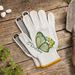 Personalized Birth Flower Butterfly Gardening Gloves with Name and Dotted Adhesive Gardening Protection Birthday Gift for Gardening Enthusiasts