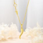 Personalised Italian Cornicello Lucky Horn Charm Chili Pepper Necklace with Name Dainty Jewellery Anniversary Birthday Gift for Women Italian