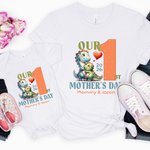 Personalised First Mother's Day Dinosaur Fantasy Unicorn Animal 100% Cotton T-shirt Baby Bodysuit with Name and Year Mother's Day Gift for Mom Baby