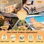 Personalized Cartoon Beach Kid Character Oversized Quick Dry Beach Towel with Name Birthday Summer Vacation Birthday Pool Party Gift for Boys Girls