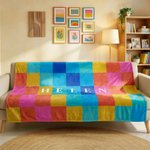 Personalized Pastel Rainbow Warm Fleece Throw Blanket with Name Daily Use Birthday Anniversary Baby Shower Gift for Newborn Mother Grandmother