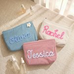 Personalised Multicolor Name Flower Lollipop Charm Corduroy Makeup Bag Daily Use Travel Essential Wedding Anniversary Gift for Bridesmaids Women
