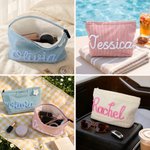 Personalised Multicolor Name Flower Lollipop Charm Corduroy Makeup Bag Daily Use Travel Essential Wedding Anniversary Gift for Bridesmaids Women