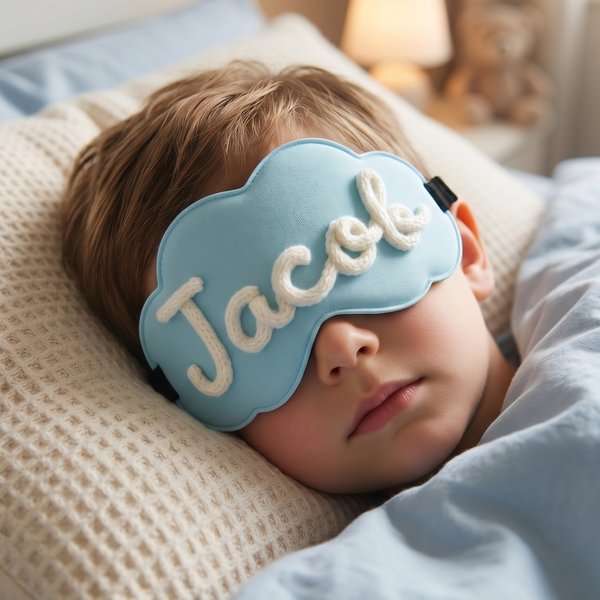 Maschera per gli occhi personalizzata in filato multicolore con nome Uso quotidiano Regalo di compleanno per la damigella d'onore per la sorella, i migliori amici e la famiglia