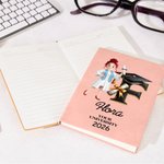 Cahier de notes en cuir PU avec année et texte Cadeau d'anniversaire de fin d'études pour les jeunes diplômés