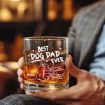 Personalised Best Dog Dad Ever Dog Paw Print 10 oz Rock Whiskey Glass with Names Daily Use Father's Day Gift for Father Pet Owner