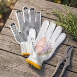 Personalized Birth Flower Butterfly Gardening Gloves with Name and Dotted Adhesive Gardening Protection Birthday Gift for Gardening Enthusiasts