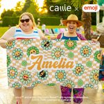 Personalisierte Multicolor Plaid Blume Lächeln emoji Quick Dry Mikrofaser Strandtuch mit Namen Sommer Geburtstag Geschenk für Freunde Mädchen | Callie × emoji ™