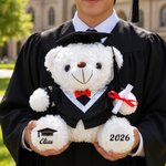 Personalisierter Abschluss-Kuschelbär mit Namen und Jahr 2026 | Plüschbär mit Doktorhut und Urkunde | Erinnerung Graduierung Geschenk für Absolventen