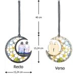 Capteur de soleil en forme de lune personnalisé avec fleur de naissance et personnages de dessin animé - Cadeau de la fête des Mères pour les femmes