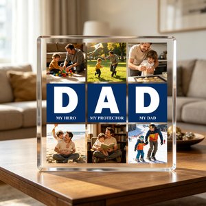 Personalized Dad Nine-Grid 6 Photos Collage Square Acrylic Plaque Home Decor Father's Day Birthday Gift for Father