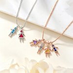 Personalisierte 1-7 Kinder Anhänger Halskette mit Birthstone Dainty Schmuck Jahrestag Geburtstag Geschenk für Mama Oma