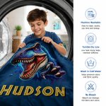 Personalised Dinosaur Throw Blanket with Name | Soft Cozy Fleece for Kids, Boys & Girls | Unique Birthday, Holiday & Dinosaur Lover Gift