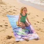Toalla de playa personalizada de microfibra con nombre y diseño de sirena de dibujos animados secado rápido regalo de cumpleaños para niñas