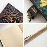 Personalized Forest Fox Witchy Grimoire PU Leather Journal Notebook Card Pack Pen Set with Lock Text and 300 Kraft Pages Birthday Gift for Girls Women