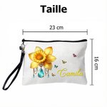 Fourre-tout et trousse personnalisés avec nom pierre de naissance et fleur de naissance - Cadeau de la fête des Mères pour maman et grand-mère