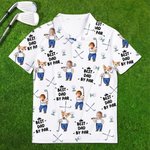 Personalized Golf Theme Face Photo Breathable Polo Shirt with Nickname Golf Club Birthday Father's Day Gift for Golf Players Fathers