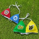 Personalisierte College Team Logo Farbe-Blocking Triangle Bikini Top mit abnehmbarer Polsterung Game Day Graduation Geschenk für Sport-Fans College Mädchen