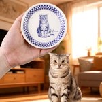Personligt handmålat smyckesfat med namn för husdjur med foto i rutmönster Daglig användning Födelsedagspresent för husdjur Minnesgåva för hund Kattägare Husdjursälskare