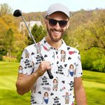 Personalized Golf Theme Face Photo Breathable Polo Shirt with Nickname Golf Club Birthday Father's Day Gift for Golf Players Fathers