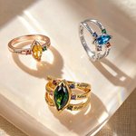 Personalized Dainty Birthstone Ring with Engraved Name Women Jewelry Birthday Mother's Day Gift for Mom Grandma