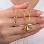 Personalisierte 1-7 Kinder Anhänger Halskette mit Birthstone Dainty Schmuck Jahrestag Geburtstag Geschenk für Mama Oma