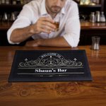 Personalized Retro Bar Mat Coaster Bottle Opener Set with Text and Year Bar Accessory Father's Day Birthday Gift for Bartender Cocktail Lover