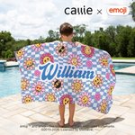 Personalisierte Multicolor Plaid Blume Lächeln emoji Quick Dry Mikrofaser Strandtuch mit Namen Sommer Geburtstag Geschenk für Freunde Mädchen | Callie × emoji ™