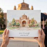 Acuarela Personalizada Estilo Campus Arquitectura Foto Lienzo Impresiones Regalo de Graduación para Graduados Alumni