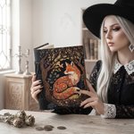 Personalized Forest Fox Witchy Grimoire PU Leather Journal Notebook Card Pack Pen Set with Lock Text and 300 Kraft Pages Birthday Gift for Girls Women