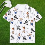 Personalized Golf Theme Face Photo Breathable Polo Shirt with Nickname Golf Club Birthday Father's Day Gift for Golf Players Fathers