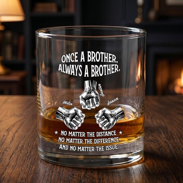 Personalised 2-6 Fist Bumps 10 oz Rock Whiskey Glass with Names Birthday Anniversary Gift for Brother Whiskey Lover
