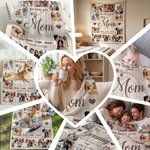 Personalized Soft Flannel Throw Blanket with 10 Family Photos, Custom 1-8 Names, Heartfelt Gift for Mom Grandma Dad