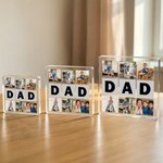 Gepersonaliseerde Vader Negen-Grid Foto's Collage Vierkante Acryl Plaque Home Decor Vaderdag Verjaardagscadeau voor Vader