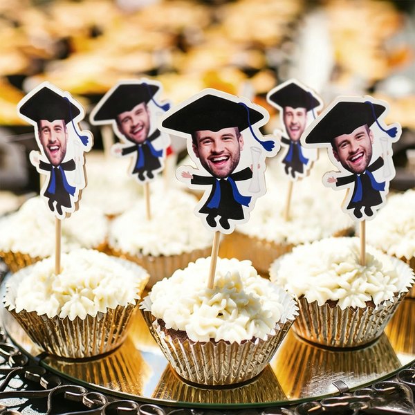 Personalized Graduation Photo Cupcake Toppers Cake Decorations Party Favors Gift for Graduates