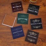 Personalized Retro Bar Mat Coaster Bottle Opener Set with Text and Year Bar Accessory Father's Day Birthday Gift for Bartender Cocktail Lover